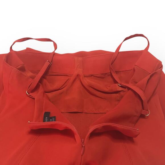 J CREW Crepe Bustier Midi Dress Bustier Cocktail Evening Orange Spaghetti Strap - Picture 11 of 14